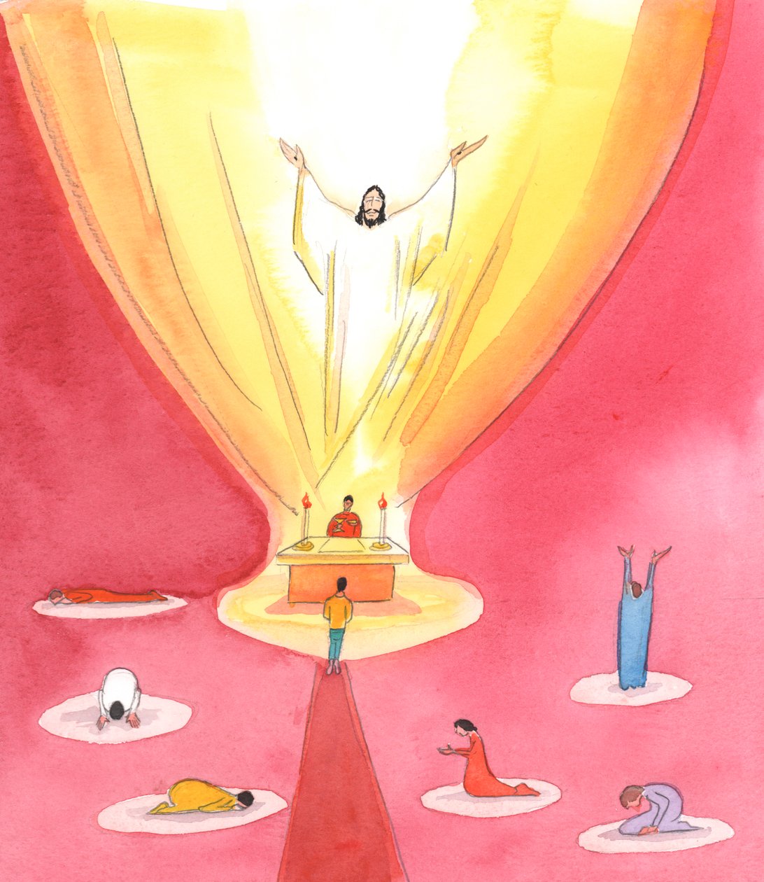 Deus vê todos os bons esforços do ser humano para servi-Lo, 2003 (w - c no papel) de Elizabeth Wang