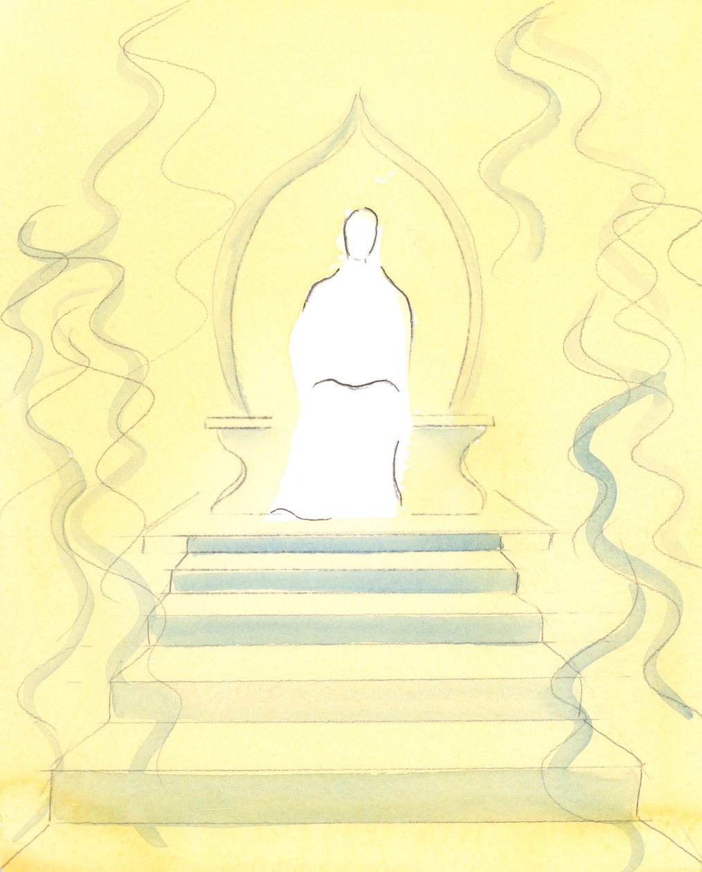 Deus, o Pai, habita no Céu em meio ao Fogo da glória que Ele é; e é diante de Seu trono que as almas são levadas para julgamento, 2004 (w - c no papel) de Elizabeth Wang