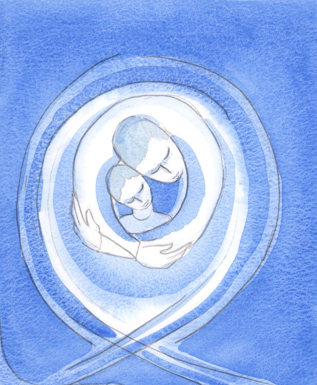 Deus Pai ama cada um de nós com um amor apaixonado e nos mantém em seu terno abraço, 2002 (w - c no papel) de Elizabeth Wang