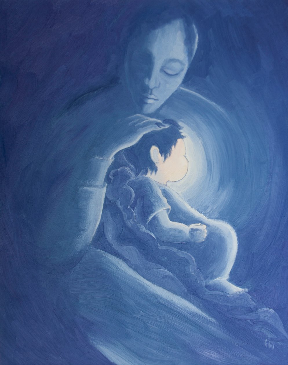 Deus o Pai nos ama como Seus filhos com um amor terno e infalível, 2002 (óleo a bordo) de Elizabeth Wang