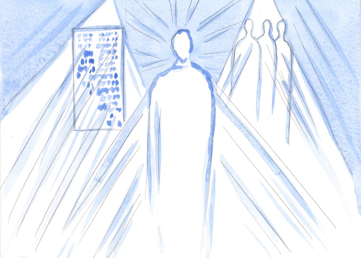 Deus, fonte de toda luz e sabedoria, nos nutre por meio de palavras e de professores; mas na Comunhão, encontramos o Filho Divino, a Pessoa inteira, 2001 (w - c no papel) de Elizabeth Wang