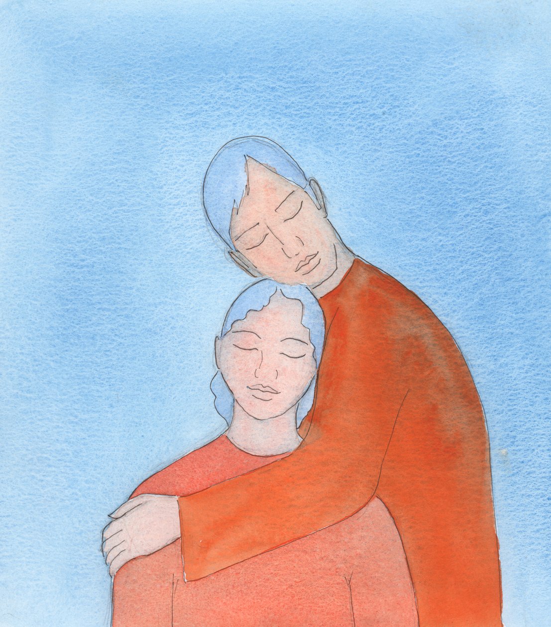 Deus, que nos ama, é como o amante mais fiel que deslumbra a sua amada com os seus dons, mas toca profundamente o seu coração com a sua doçura e carinho, 2003 (w - c no papel) de Elizabeth Wang