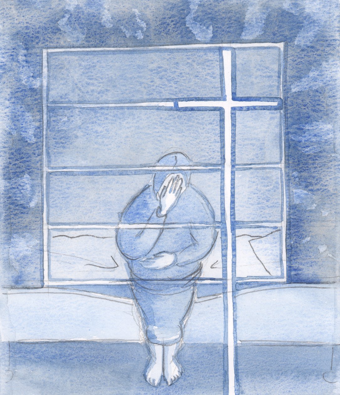 Deus nos envolve na doçura e força de Sua graça por meio do Santo Sinal da Cruz, 2000 (w - c no papel) de Elizabeth Wang