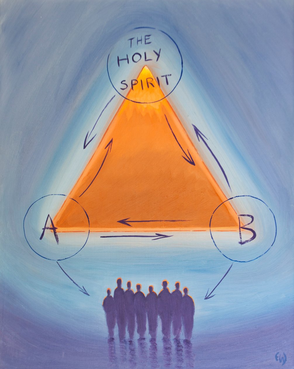 A vida interior de entrega de Deus é espelhada por aqueles que O amam e que se estendem por amor aos outros, 2003 (óleo a bordo) de Elizabeth Wang
