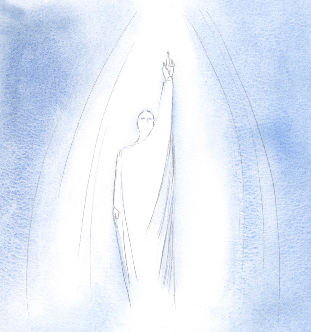 Ele dirigiu todas as minhas orações ao Pai, exortando-me a seguir o Seu caminho para o Coração de Deus., 2001 (w - c no papel) de Elizabeth Wang