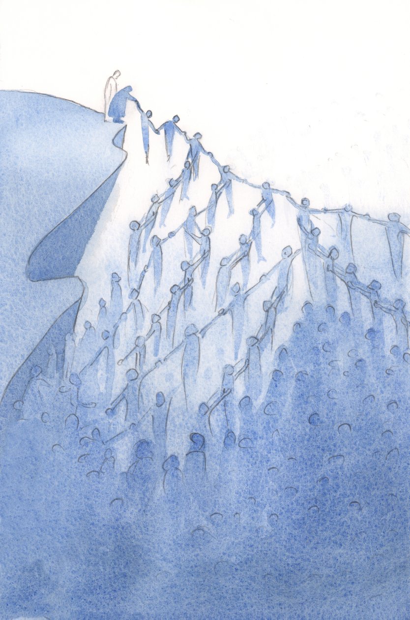 Ele me mostrou como uma simples oração nossa pode uni-Lo aos outros. Ele os toca por Sua graça, e assim ajuda todos os seus entes queridos., 2001 (w - c no papel) de Elizabeth Wang