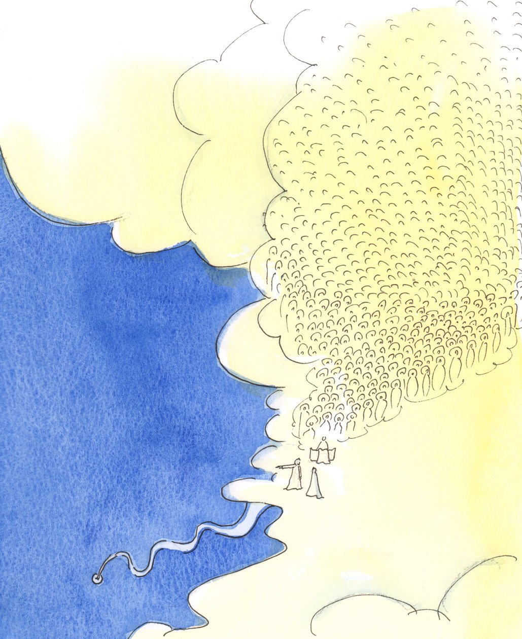 O céu é tão vasto, que de suas alturas pode-se ver quão pequena é a Terra, e quão curta é a vida na Terra, 2003 (w - c no papel) de Elizabeth Wang
