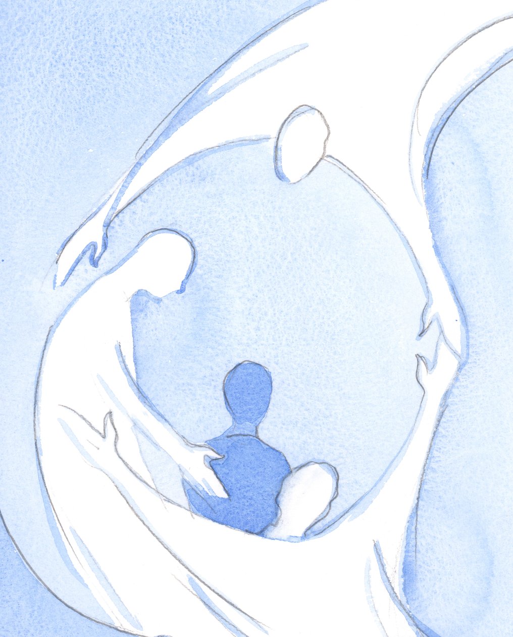 Realizada no abraço de Cristo, a alma volta-se para o Pai do alto, unida no amor do Espírito, e acolhida, 2002 (w - c no papel) de Elizabeth Wang