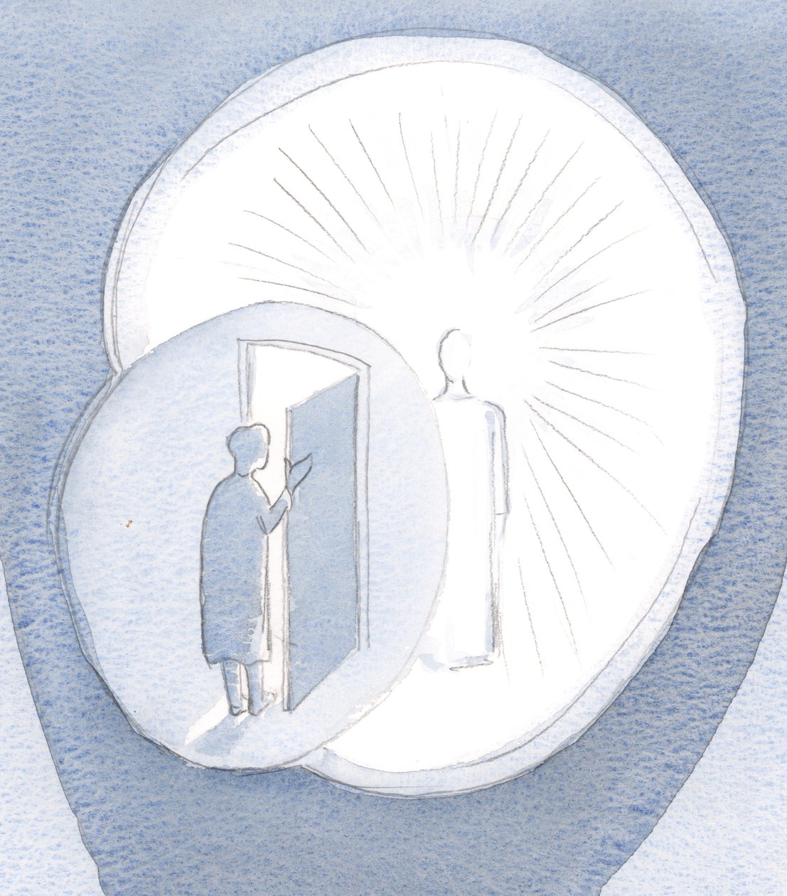 Quão poucas pessoas dão as boas-vindas a Cristo na câmara interna de seus corações. Eles O deixam no caminho do corredor, com vergonha de se revelar., 2001 (w - c no papel) de Elizabeth Wang