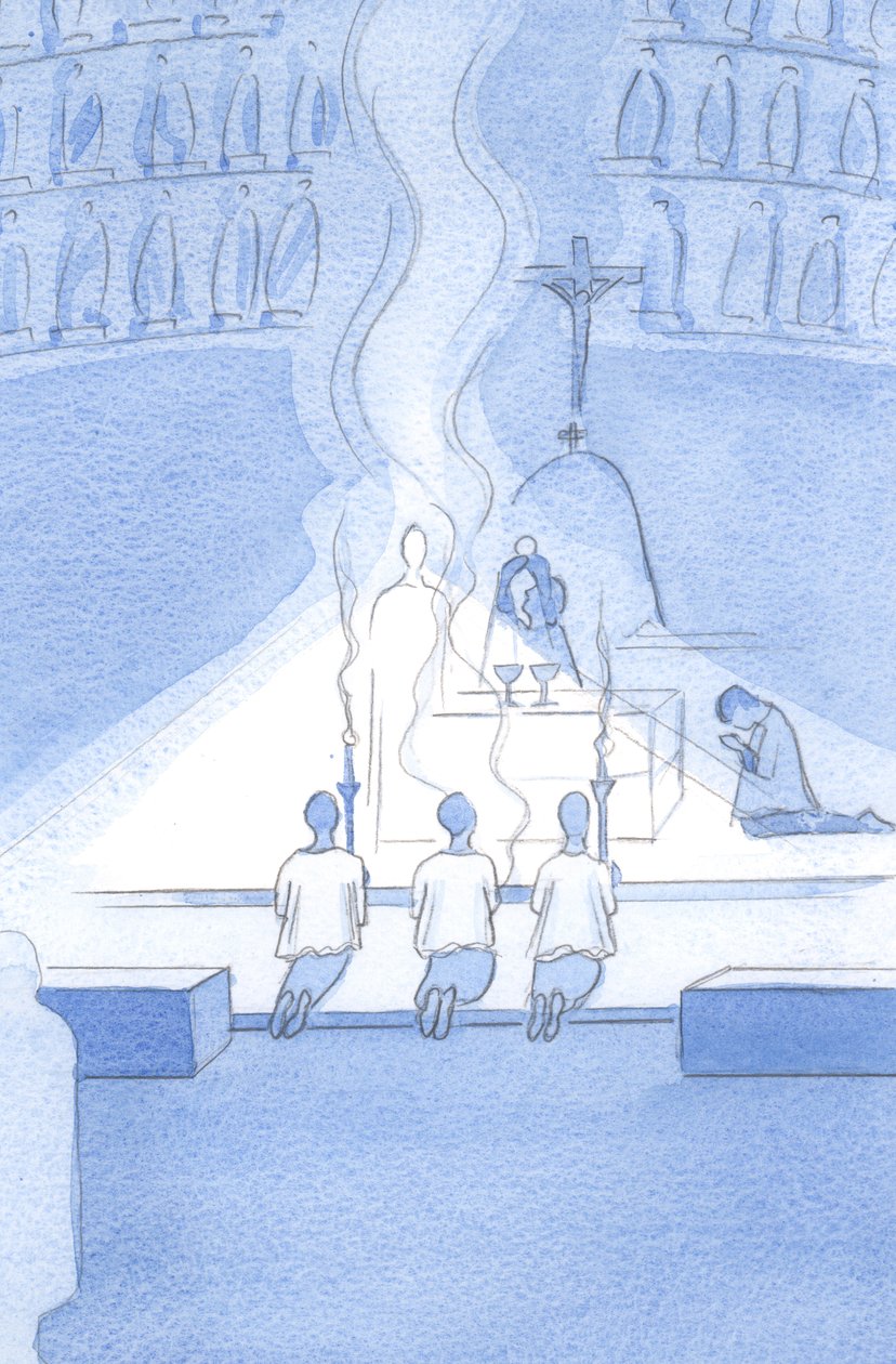 Quão feliz está Cristo ao ser saudado com veneração solene e sincera: condizente com Sua Divindade., 2001 (w - c no papel) de Elizabeth Wang