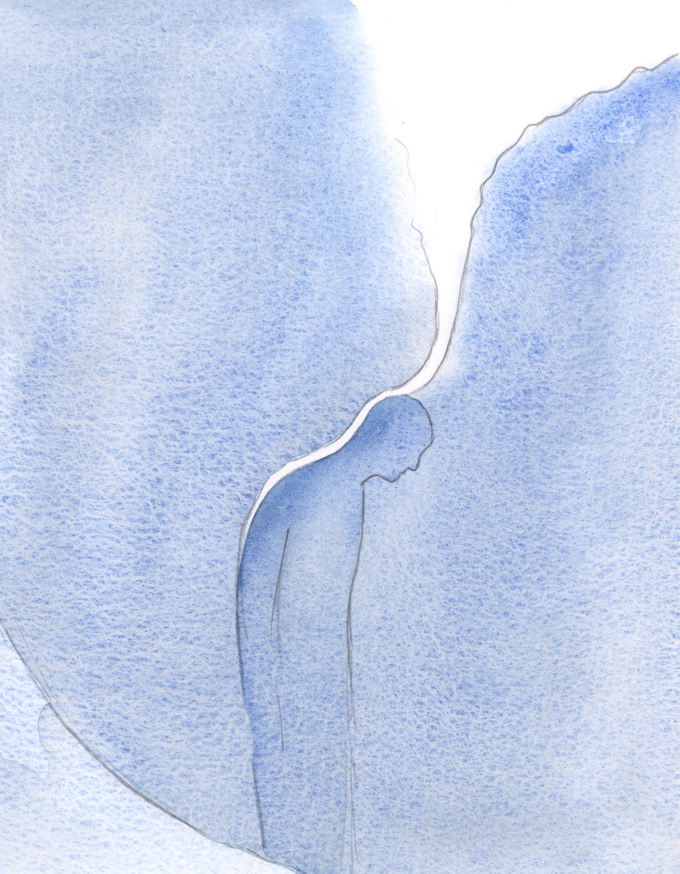 Quão maravilhosamente a oração de Nossa Senhora envia uma corrente brilhante de graça, como um bálsamo calmante, sobre uma alma que espera no Purgatório., 2001 (w - c no papel) de Elizabeth Wang