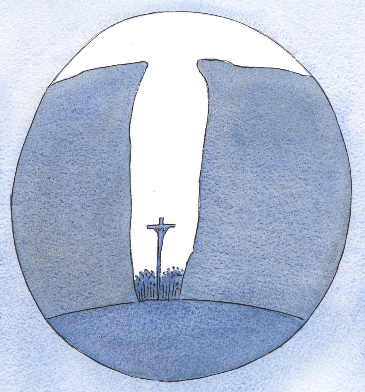 Por menor que seja, isolada ou perseguida nossa comunidade pode ser, Cristo está entre nós na missa, como se estivesse em um abismo, 2001 (w - c no papel) de Elizabeth Wang