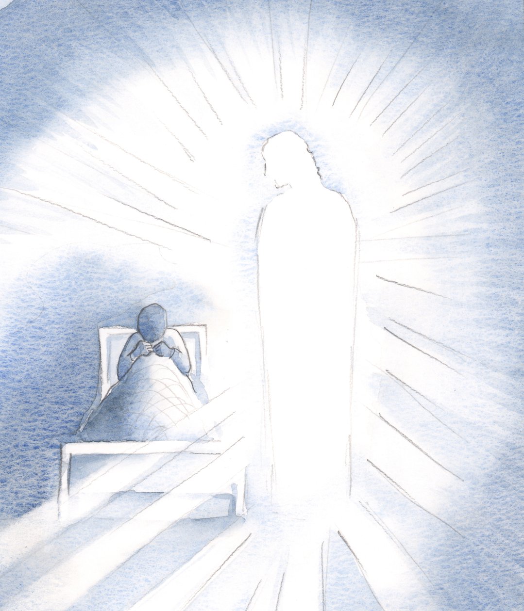 Lembro-me de Cristo vindo a mim como um jovem adulto: quão resplandecente era Sua glória; como eu vi minha própria alma ser sombria, 2000 (w - c no papel) de Elizabeth Wang