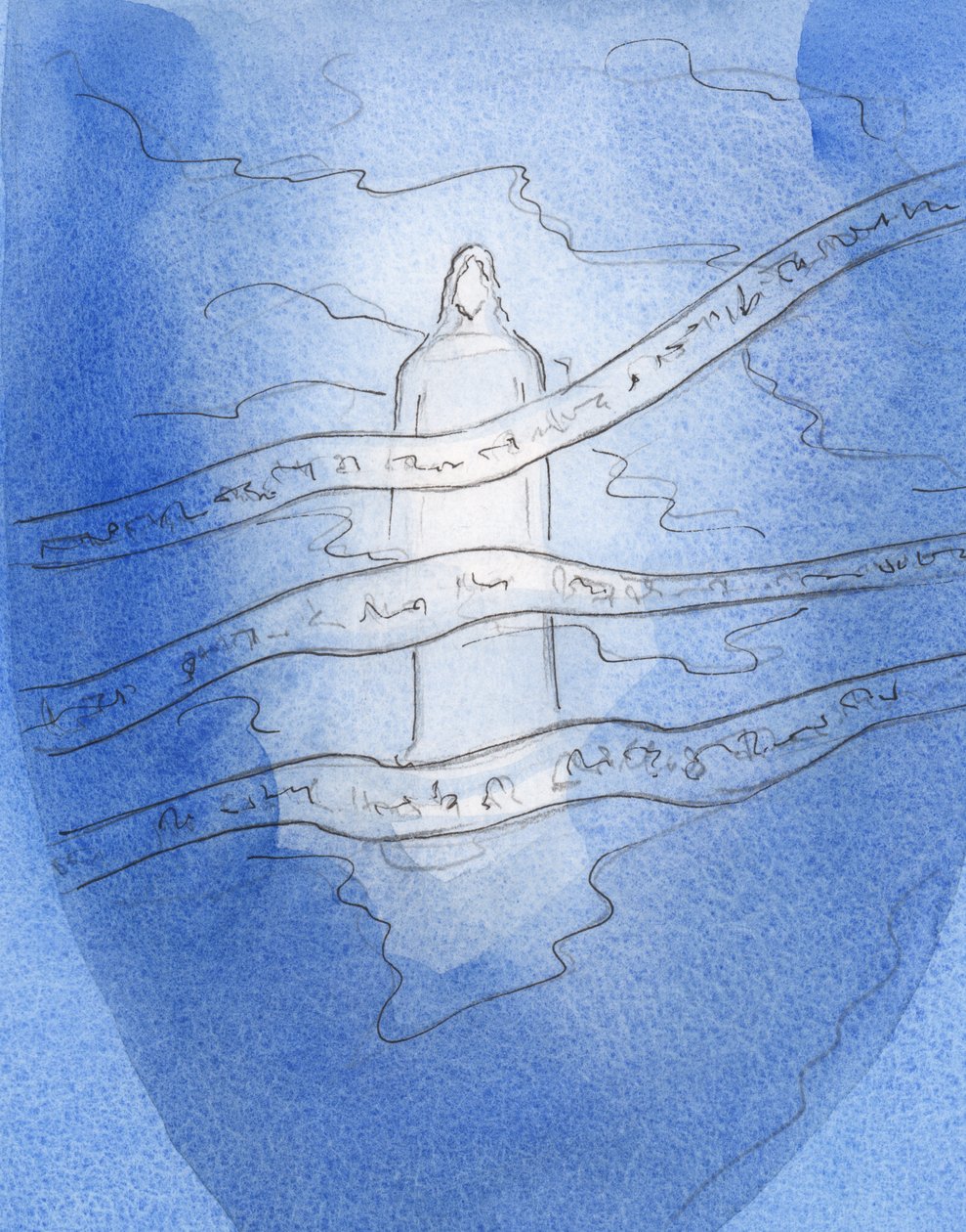 Eu vi a Presença Radiante de Cristo, por trás dos meus pensamentos e memórias, 2000 (w - c no papel) de Elizabeth Wang