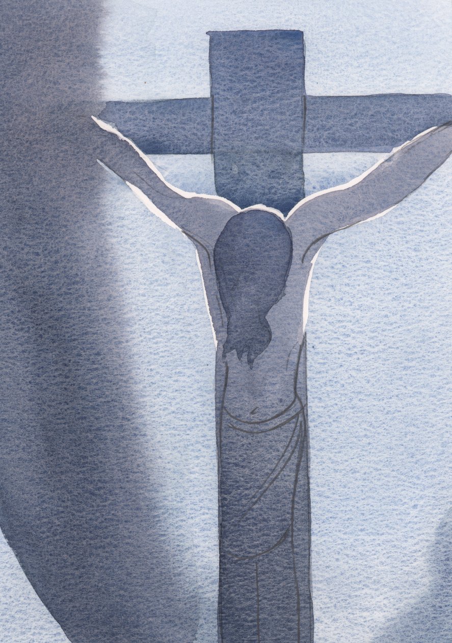 Eu vi Jesus, crucificado e ensanguentado, cabeça inclinada em tormento. Foi para lá que o amor O trouxe, 2000 (w - c no papel) de Elizabeth Wang