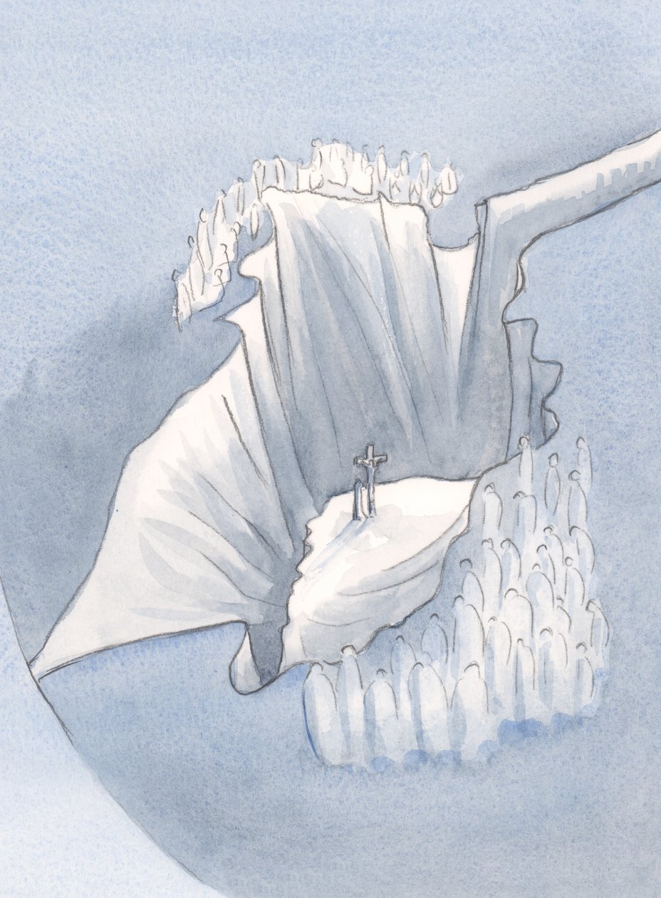 Eu vi, revelado, o Único Sacrifício feito por todas as gerações, 2001 (w - c no papel) de Elizabeth Wang