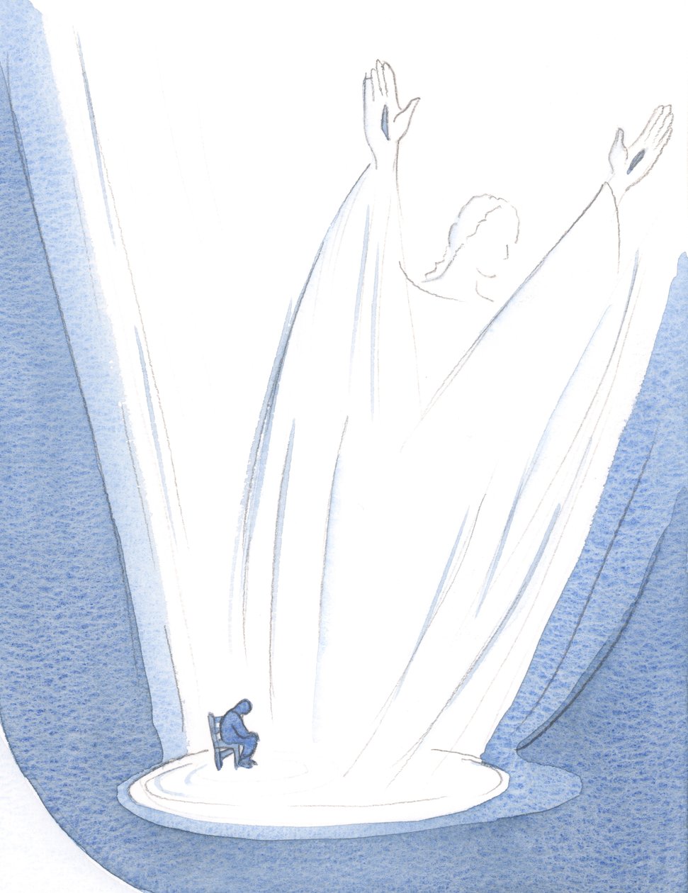 Eu vi que a oração de Cristo, surgindo do meu cansaço, é gigantesca e gloriosa., 2000 (w - c no papel) de Elizabeth Wang