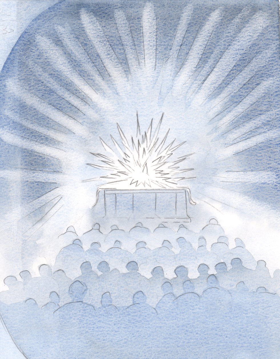 Eu vi o fogo branco do sacrifício no altar, e o esplendor e a glória do verdadeiro Sacrifício de Cristo, 2000 (w - c no papel) de Elizabeth Wang