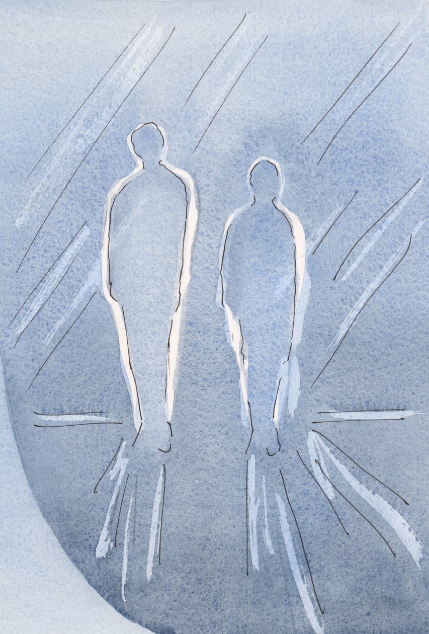 Eu os vi agora purificados, agora verdadeiramente santos na glória., 2000 (w - c no papel) de Elizabeth Wang