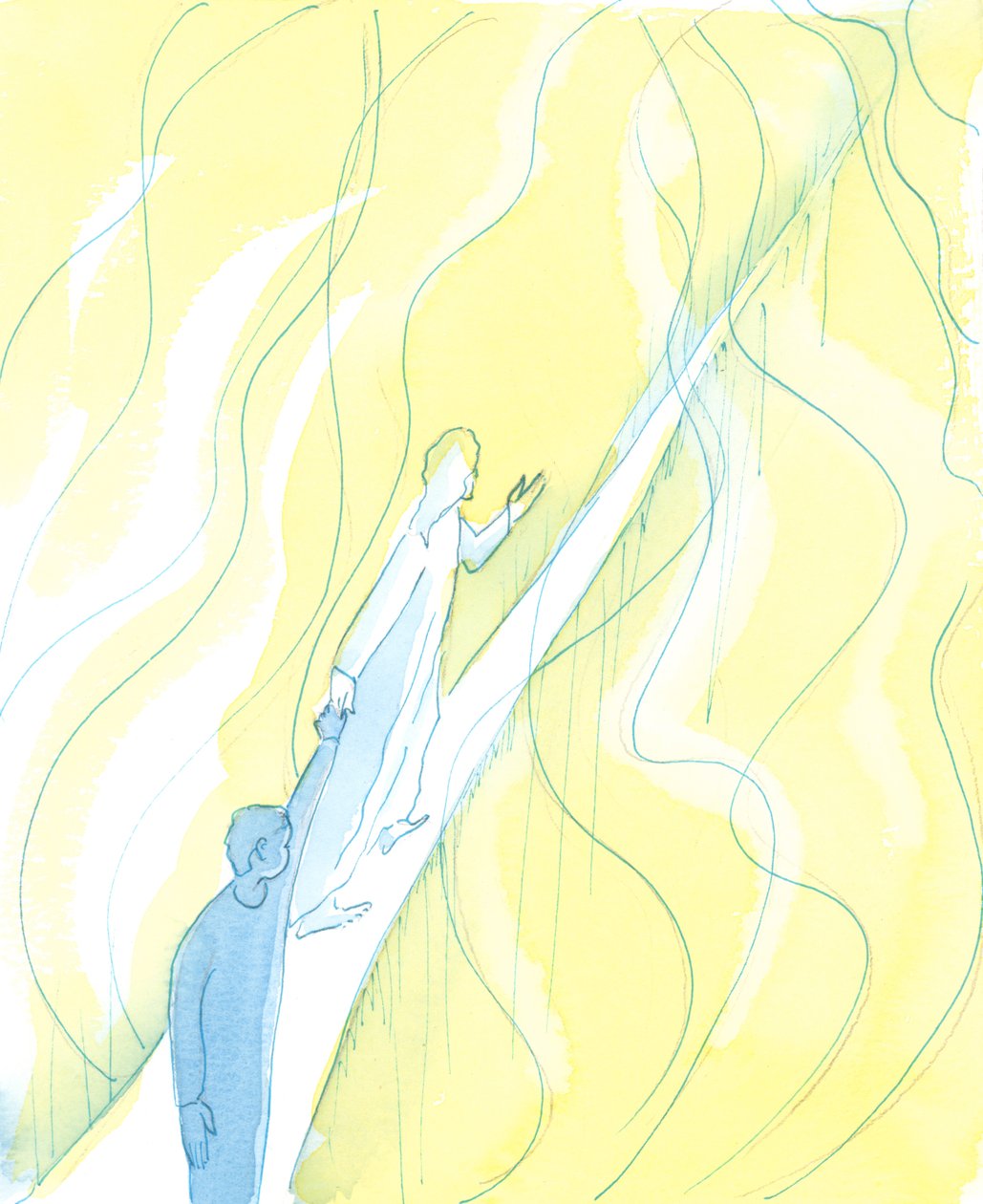 Se alguém permanece unido a Cristo, no caminho da morte, Cristo guia essa alma pelo caminho estreito, conduzindo-a pela mão ao Fogo da Divindade em segurança, 2003 (w - c no papel) de Elizabeth Wang