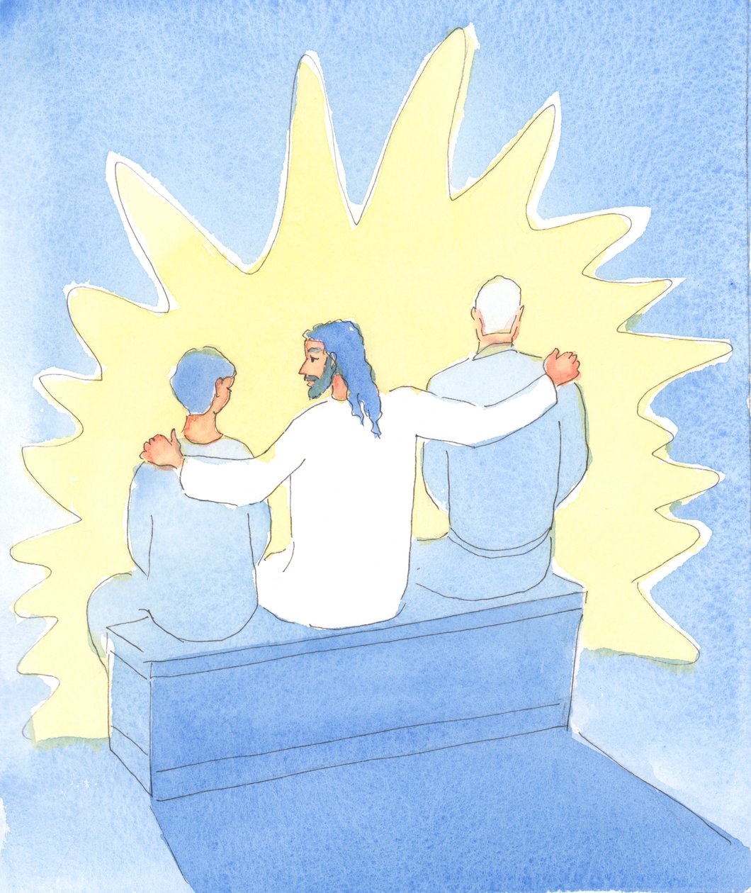 Se saudamos a Cristo calorosamente na Sagrada Comunhão, queremos ver nossos amigos desfrutarem de Seu amor; e podemos ajudá-los com nossas orações e &39;Cristo dentro de nós&39; estendendo a mão para incluir outros em Seu abraço., 2 de Elizabeth Wang