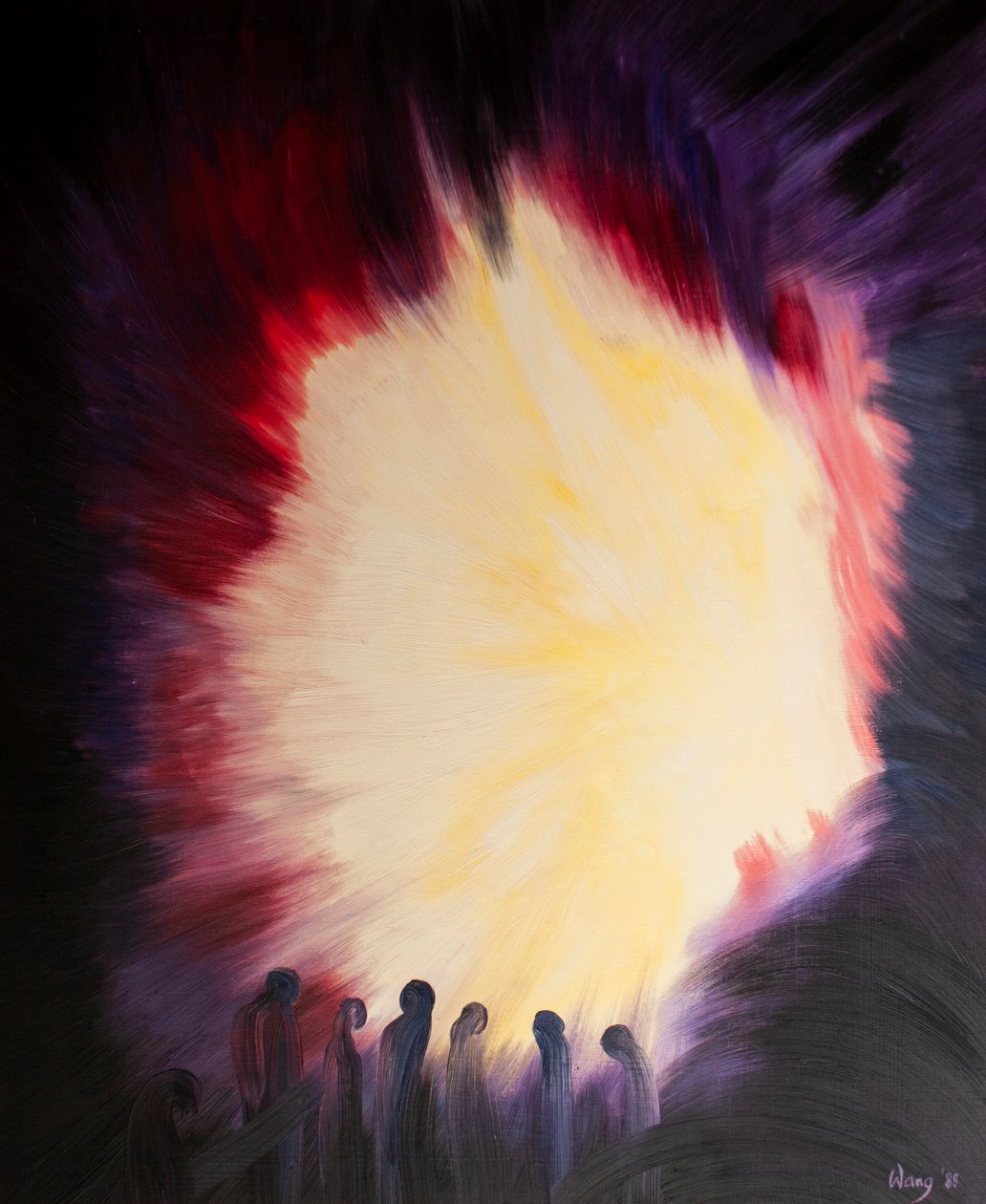 Se perseverarmos nas trevas da oração, Deus acabará nos conduzindo à Sua luz e sabedoria, 2000 (óleo a bordo) de Elizabeth Wang