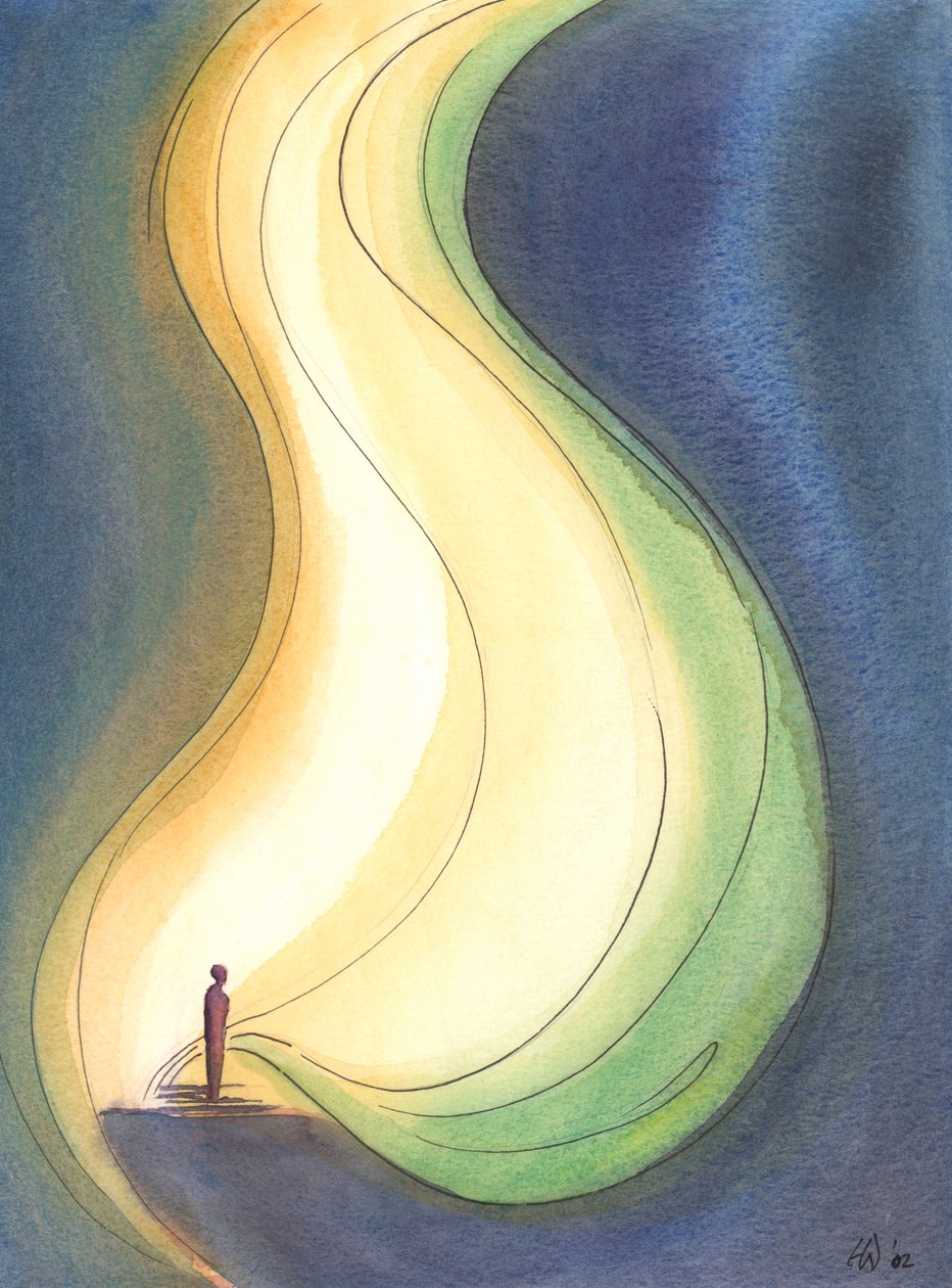 Se nos rendermos a ele, o Espírito Santo encherá nossas almas com luz, amor, pureza, paz e poder, 2003 (w - c no papel) de Elizabeth Wang