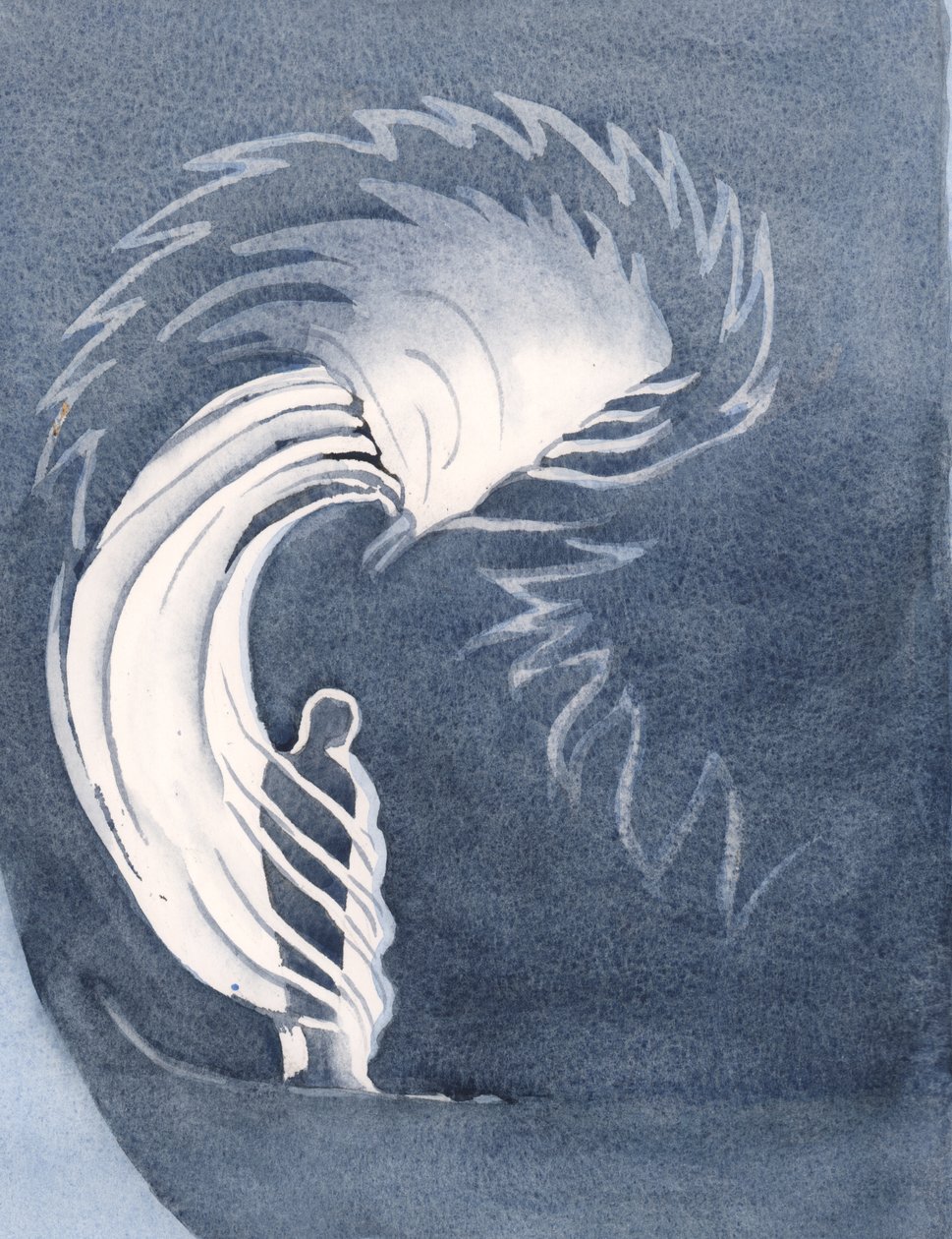 Na comunhão, a presença de Cristo nos envolve como um manto, aquecendo-nos com as graças celestiais, confortando-nos, 2000 (w - c no papel) de Elizabeth Wang