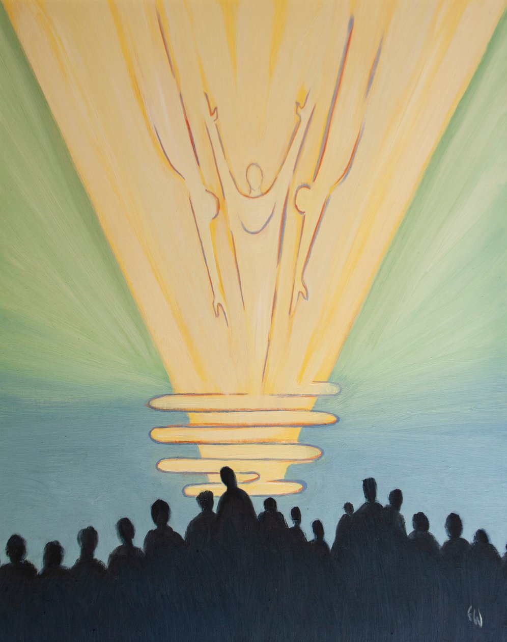 Na comunhão, às vezes Deus é adorado em &39;desconhecimento&39;, 2000 (óleo a bordo) de Elizabeth Wang
