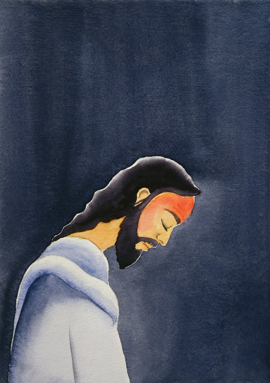 Em Sua agonia, Jesus ora no Getsêmani a Seu Pai, 2006 (w - c no papel) de Elizabeth Wang