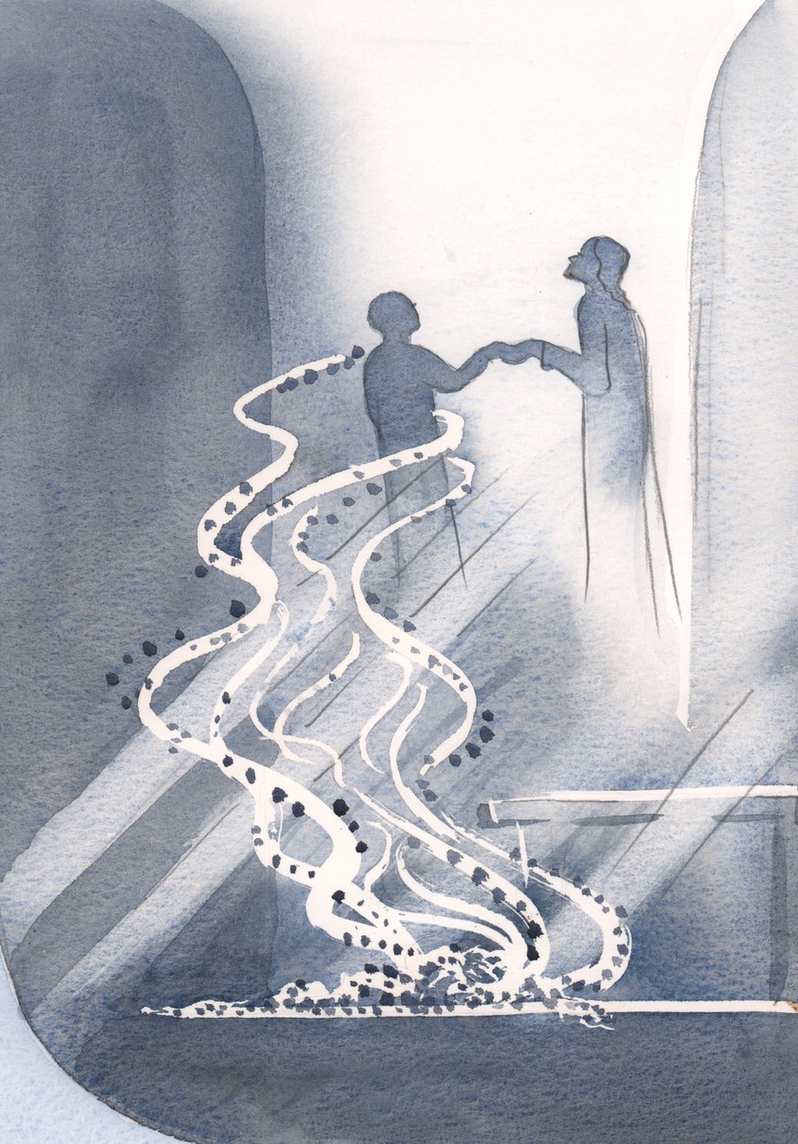 Na Sagrada Comunhão, nossos pequenos pecados caem como cinzas enquanto Cristo nos levanta para compartilhar Sua alegria, 2000 (w - c no papel) de Elizabeth Wang