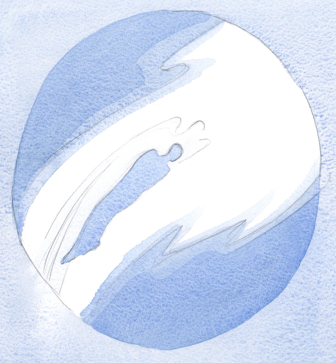 Em resposta à oração, um anjo se lança sobre a alma de um fiel amigo de Jesus, e O levanta, rapidamente, para saudar Jesus no Céu., 2001 (w - c no papel) de Elizabeth Wang