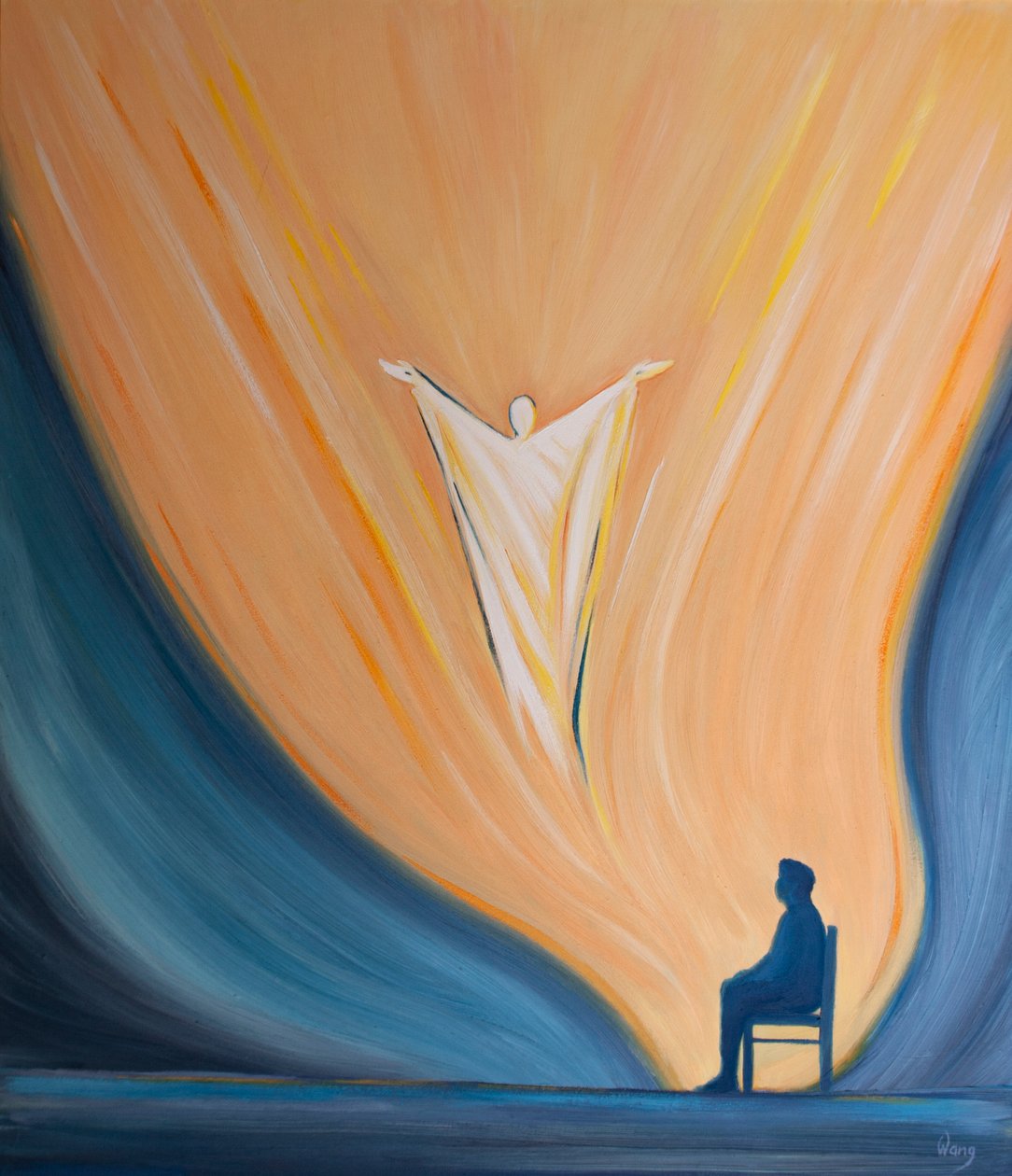 Em nossas orações, podemos oferecer a própria glória de Cristo ao Pai em louvor e adoração, 2001 (óleo a bordo) de Elizabeth Wang