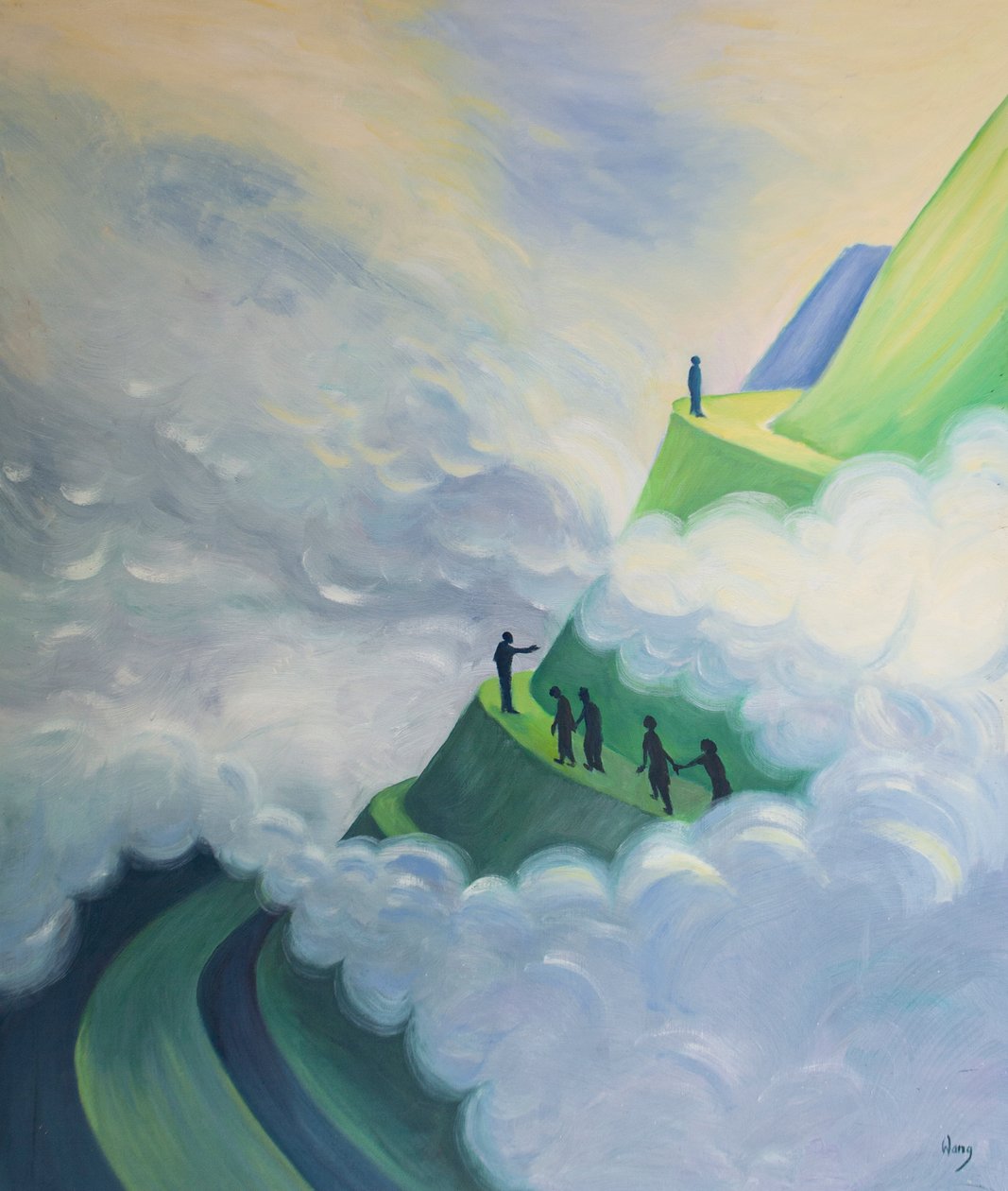 Na vida espiritual nem sempre podemos ver o caminho a seguir, mas Deus está sempre perto, 2000 (óleo a bordo) de Elizabeth Wang