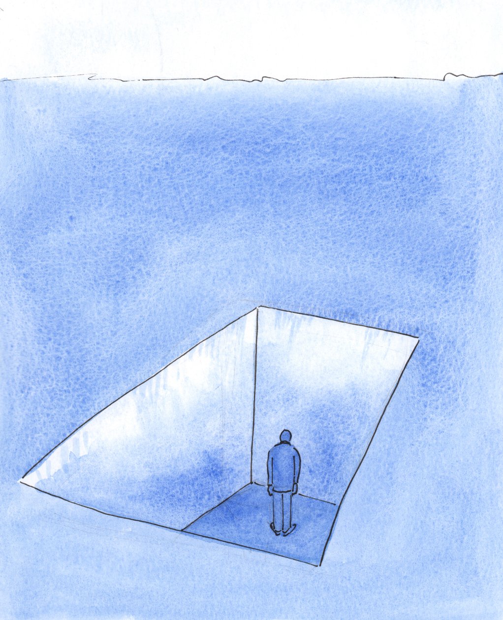 Pode acontecer que alguém se encontre tão isolado e infeliz, pelos seus erros e decisões muito lamentadas, 2004 (w - c no papel) de Elizabeth Wang