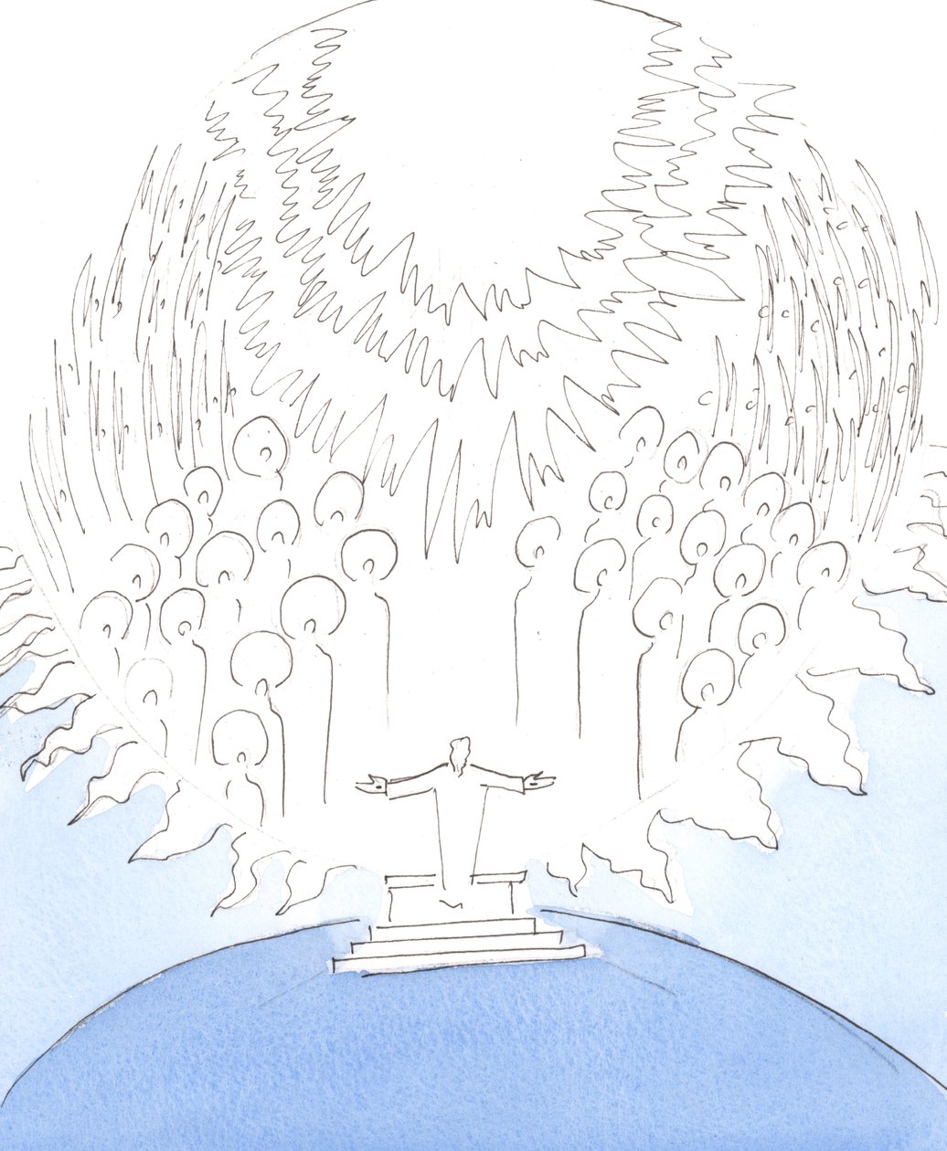 É como se o céu desceu até o santuário de uma igreja, 2004 (w - c no papel) de Elizabeth Wang