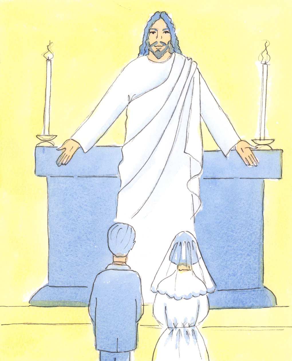 É importante que as crianças fazendo sua Primeira Comunhão sejam ensinadas sobre a Presença Real e sobre como viver uma vida santa e pura, 2004 (w - c no papel) de Elizabeth Wang