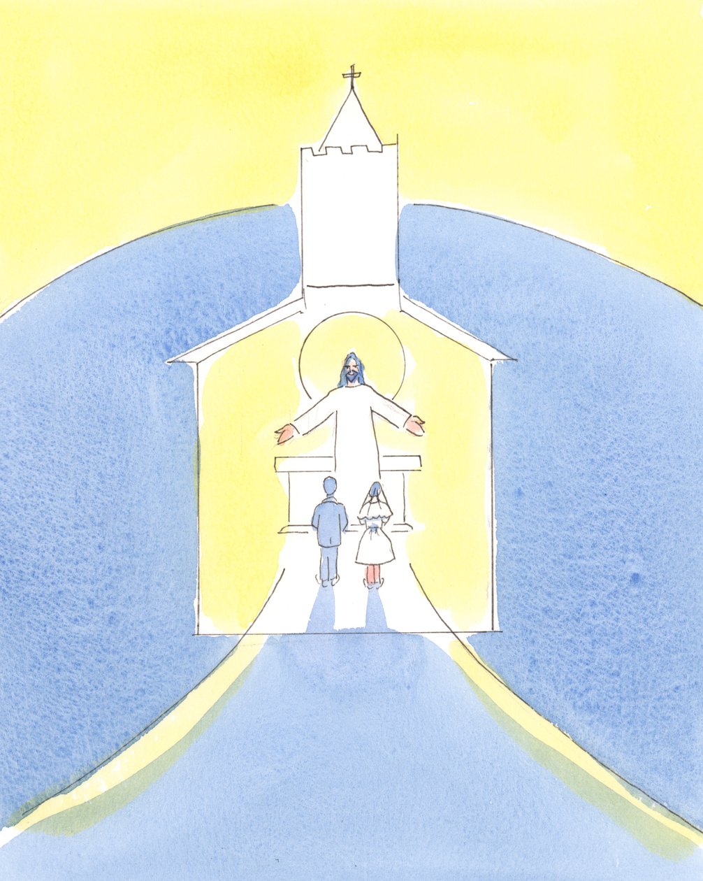 É importante que as crianças fazendo sua Primeira Comunhão sejam ensinadas sobre a Presença Real e sobre como viver uma vida santa e pura, 2004 (w - c no papel) de Elizabeth Wang