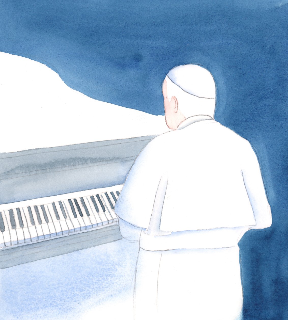 É desejo do Papa Bento XVI que todos cheguem àquilo a que a Sagrada Escritura chama "a obediência da fé", 2005 (aguarela sobre papel) de Elizabeth Wang