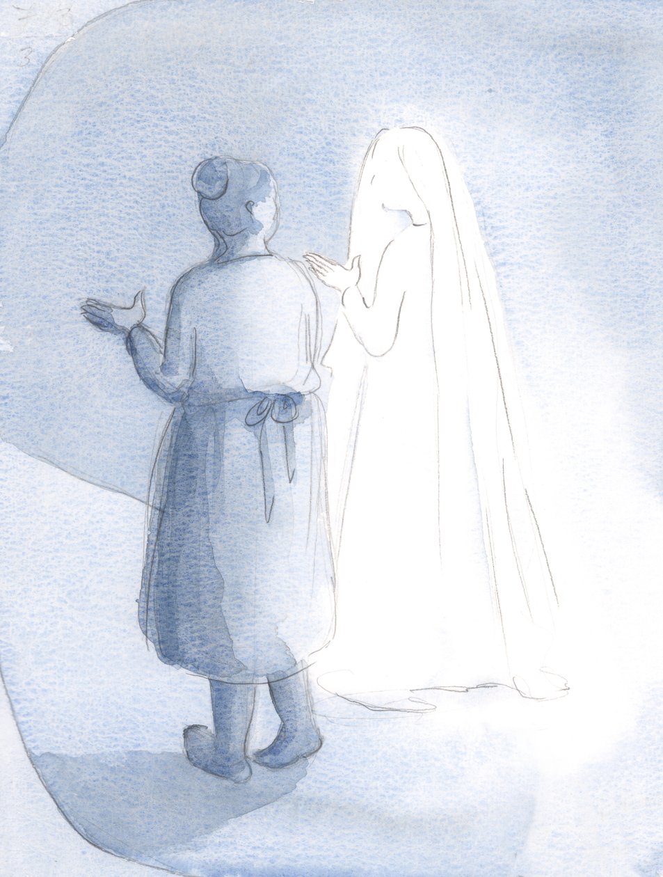 Parecia que nós duas mulheres andávamos lado a lado, enquanto eu confiava outras aos seus cuidados, 2000 (w - c no papel) de Elizabeth Wang