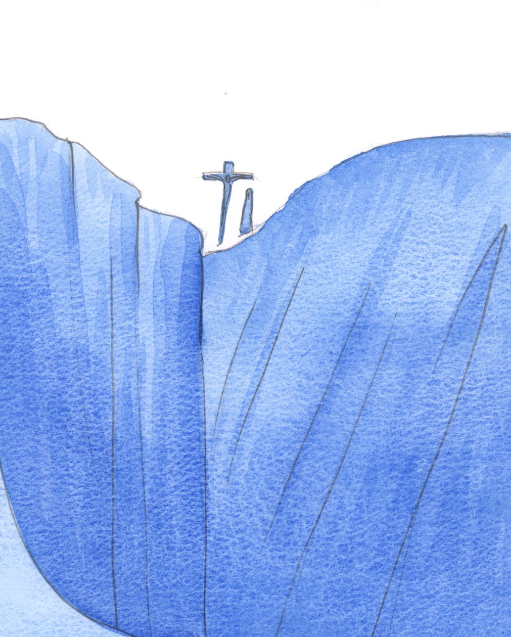 Foi como se Cristo e Nossa Senhora estivessem juntos na beira do mundo, pois Ele morreu para salvar os pecadores do abismo, 2002 (w - c no papel) de Elizabeth Wang