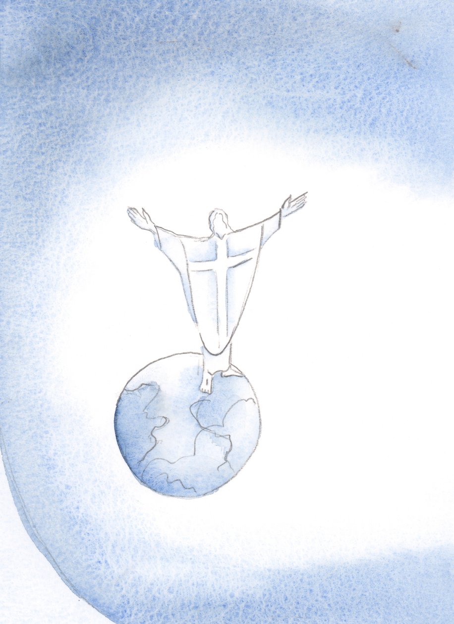 Jesus Cristo é o nosso Sumo Sacerdote que intercede por nós ao Pai em cada Missa, 2000 (w - c no papel) de Elizabeth Wang