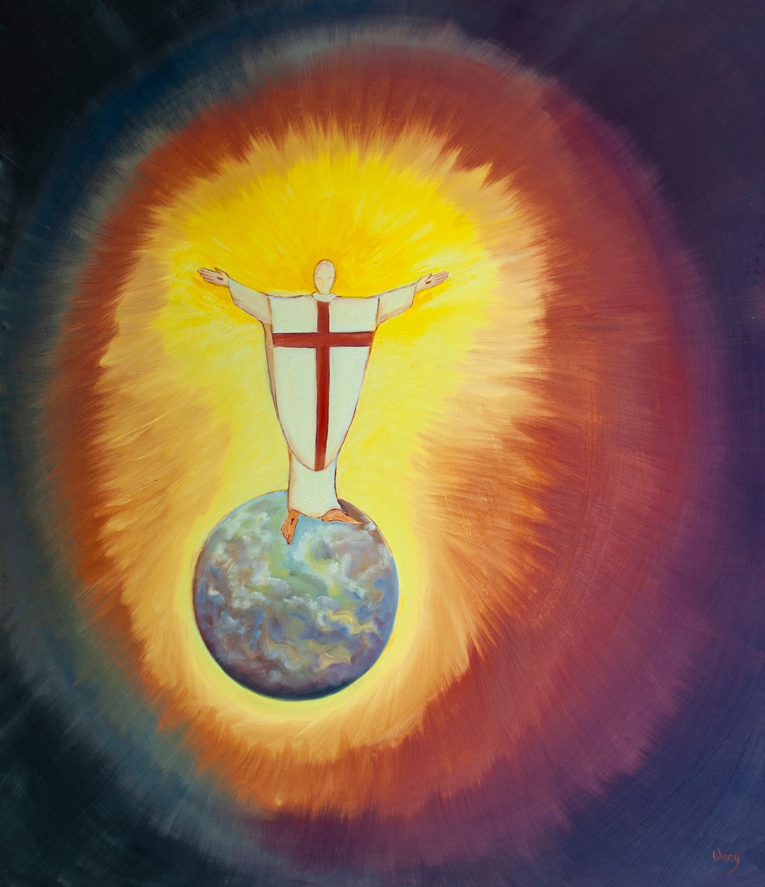 Jesus Cristo é o nosso Sumo Sacerdote que intercede por nós ao Pai em cada Missa, 2000 (óleo a bordo) de Elizabeth Wang
