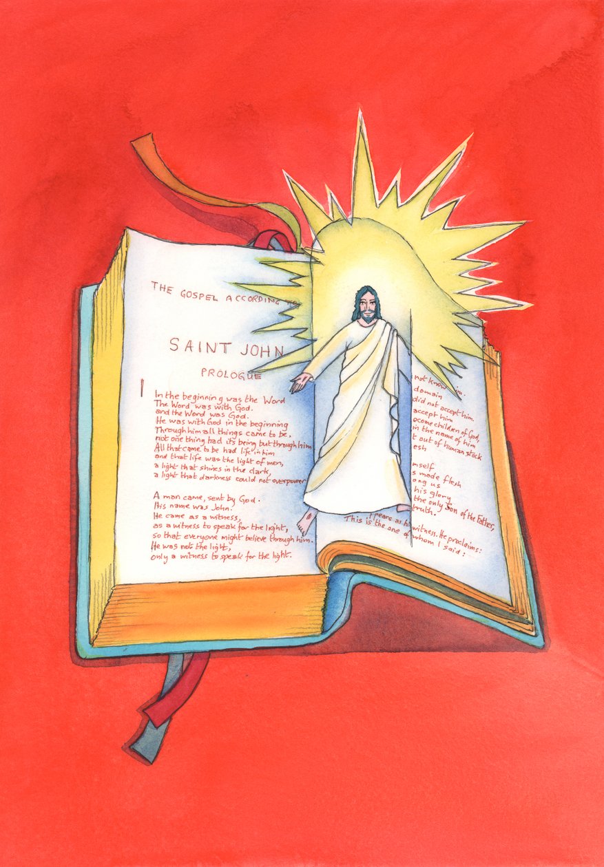 Jesus Cristo nos é revelado por meio de sua santa Palavra, sempre que lemos as Escrituras ou as ouvimos proclamadas na missa. Por meio dele conhecemos o Pai., 2004 (w - c no papel) de Elizabeth Wang
