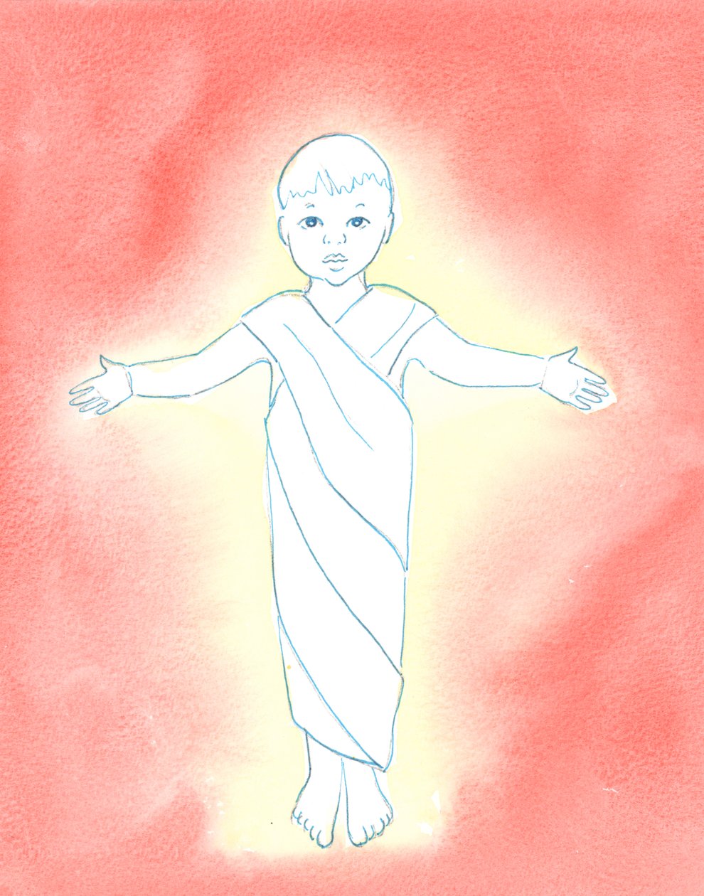 Jesus Cristo é o verdadeiro Deus, que assumiu a nossa natureza humana, tendo a humildade e a bondade de vir entre nós como uma mera criança, 2003 (w - c no papel) de Elizabeth Wang