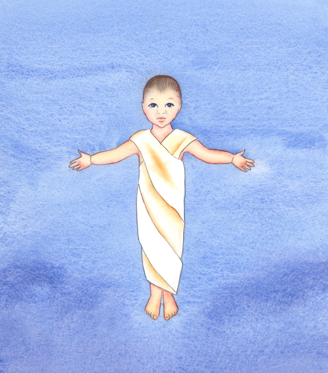 Jesus Cristo é o verdadeiro Deus, que assumiu a nossa natureza humana, tendo a humildade e a bondade de vir entre nós como uma mera criança, 2003 (w - c no papel) de Elizabeth Wang
