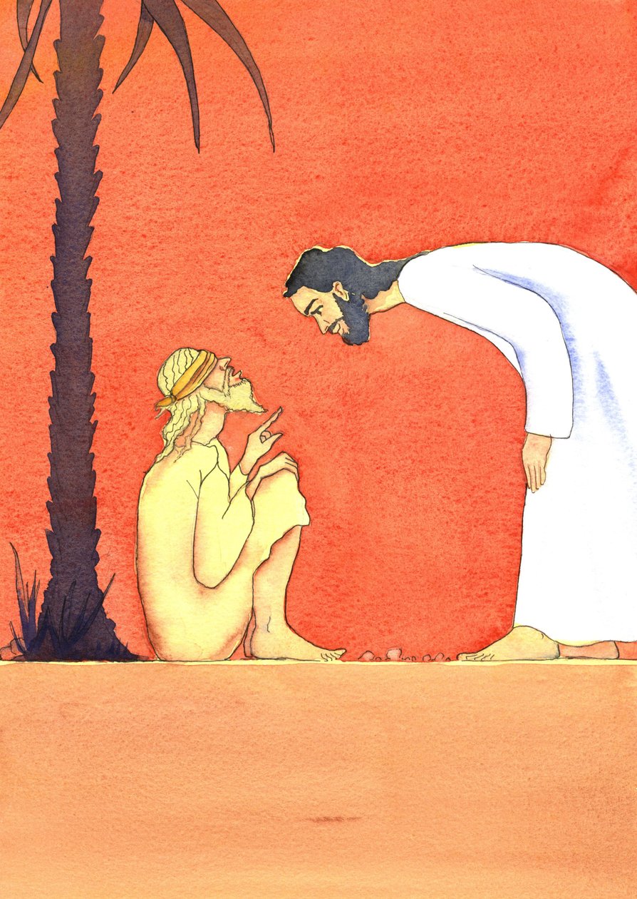 Jesus cura o cego, 2001 (w - c no papel) de Elizabeth Wang
