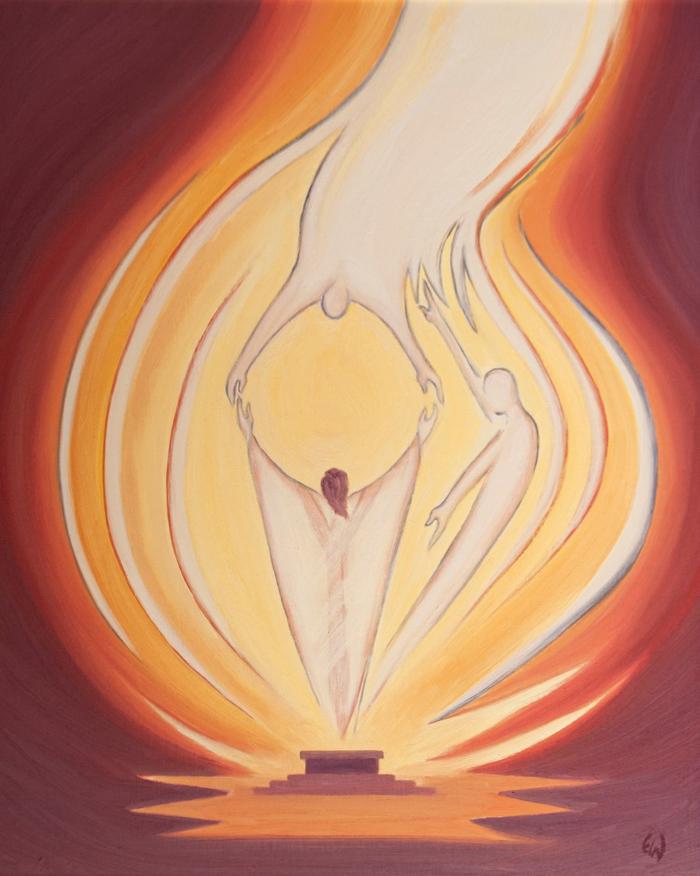 Jesus, nosso Sumo Sacerdote, ora por nós ao Pai no Espírito em cada Missa, 2000 (óleo a bordo) de Elizabeth Wang