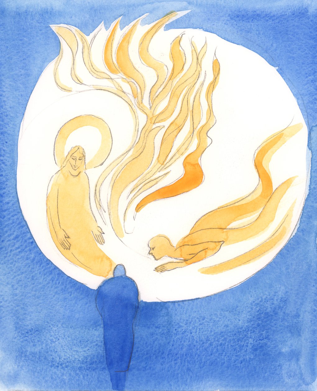 Jesus, nosso Sumo Sacerdote, através do Espírito Santo, nos atrai para o amor do Pai, 2003 (w - c no papel) de Elizabeth Wang