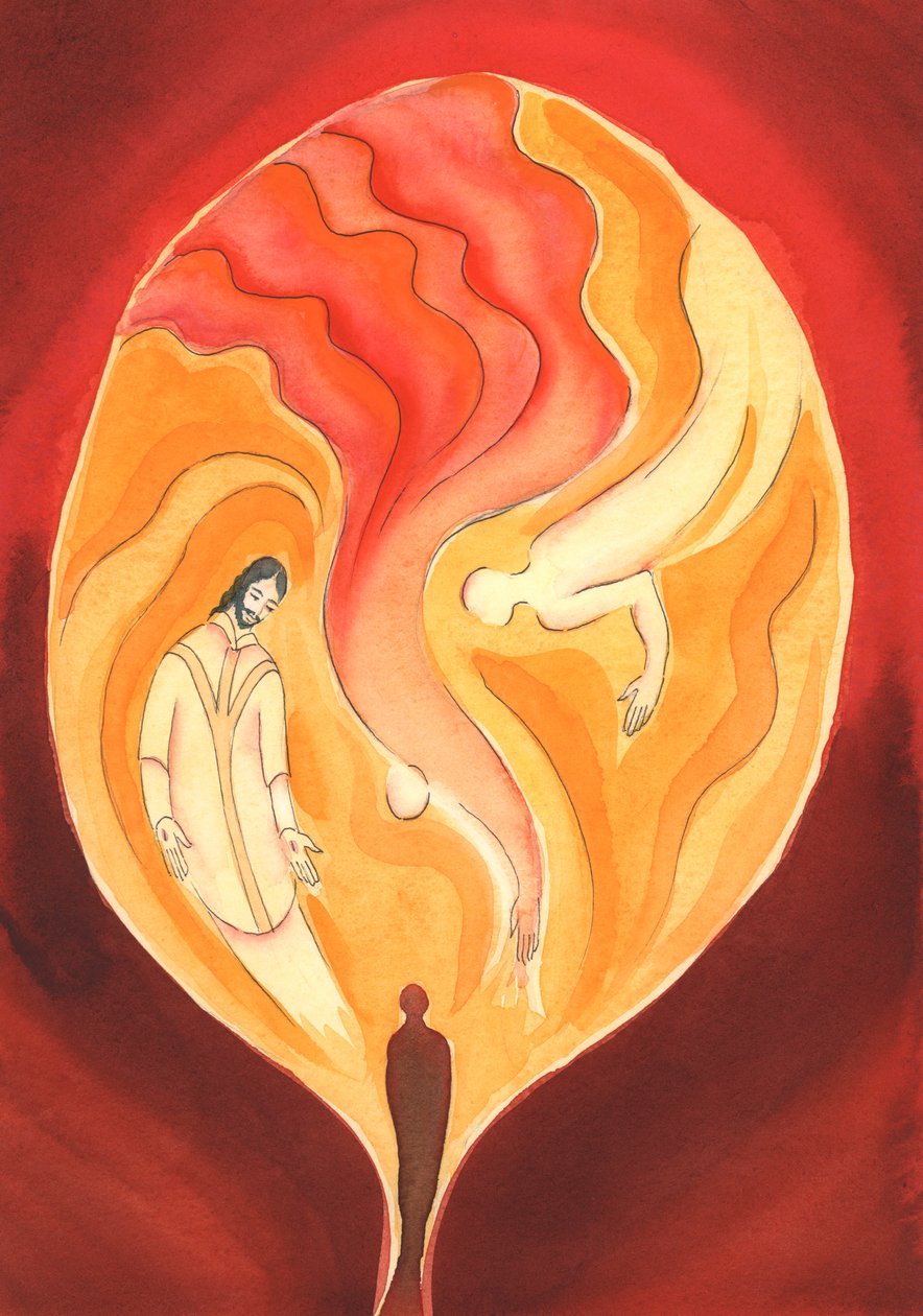 Jesus, nosso Sumo Sacerdote, através do Espírito Santo, nos atrai para o amor do Pai, 2003 (w - c no papel) de Elizabeth Wang